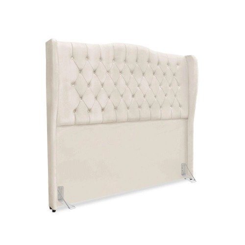 Cabeceira De Cama Box Queen 160 Cm Dubai Premium – Veludo Bege Claro