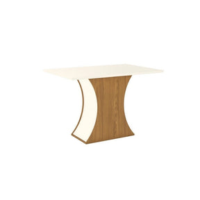 Conjunto de Mesa de Jantar Luna I com Vidro e 6 Cadeiras Grécia Veludo Creme e Off White