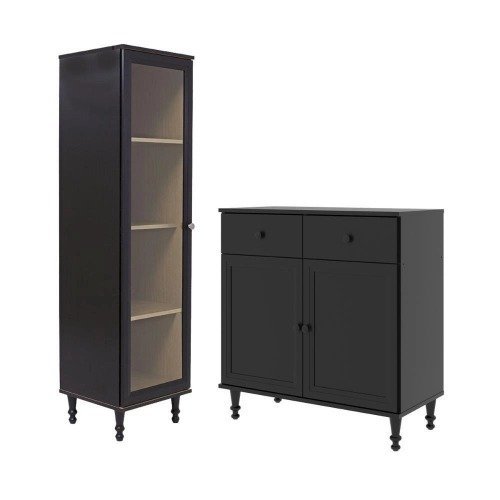 Cristaleira + Aparador Buffet  E-963-r-629 Cor preto Preto